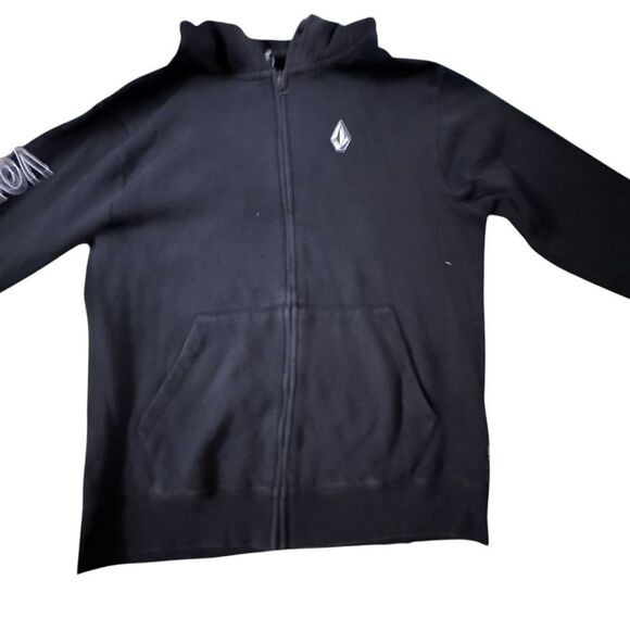 Volcom ~ Black zipped hoodie jacket ~ size M ~ **missing drawstring for hoodie - Picture 3 of 14